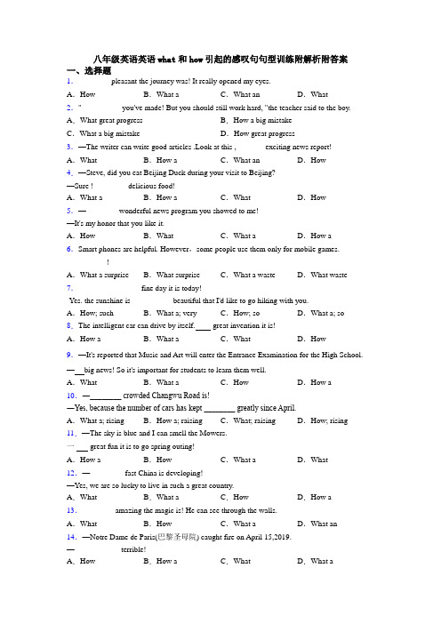 八年级英语英语what和how引起的感叹句句型训练附解析附答案