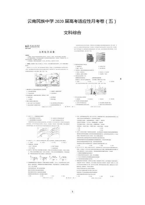 云南民族中学2020届高考适应性月考卷(五)文综含答案