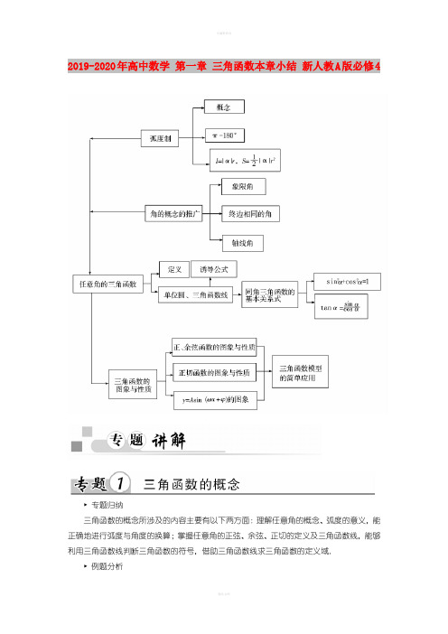 2019-2020年高中数学 第一章 三角函数本章小结 新人教A版必修4