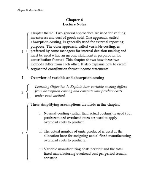 加里森管理会计讲义笔记英文版最新精品GNB_16e_CH06_LectureNotes