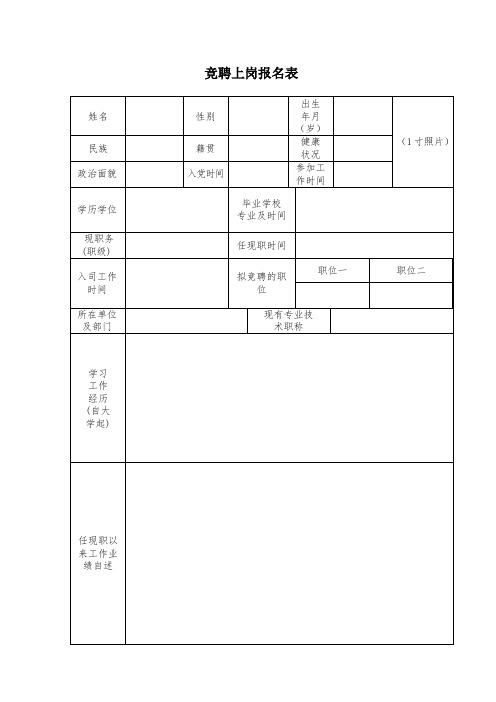 竞聘上岗报名表