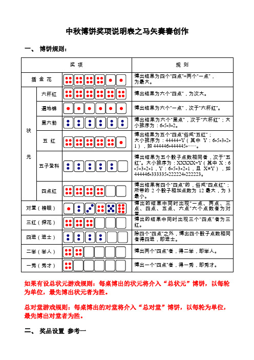 中秋博饼游戏规则与奖品设置