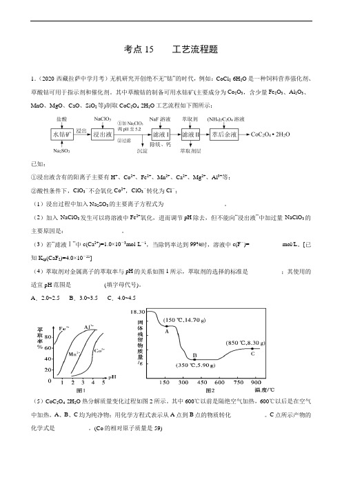 考点15 工艺流程题(原卷版)