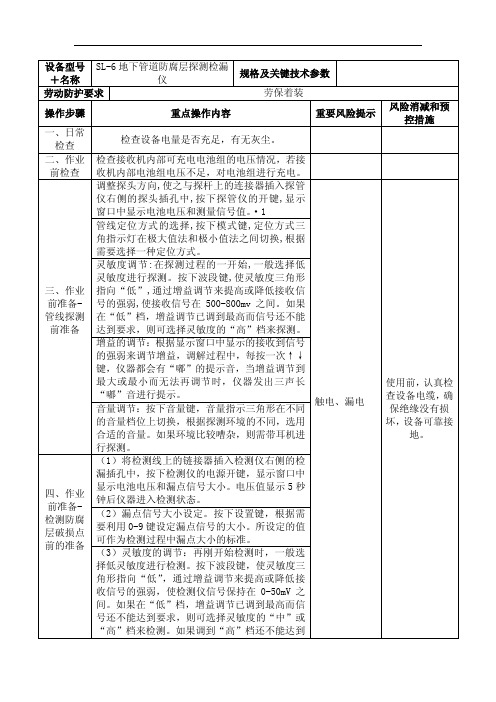 SL-6地下管道防腐层探测检漏仪操作规程