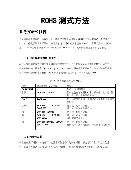 ROHS测式方法参考方法和材料