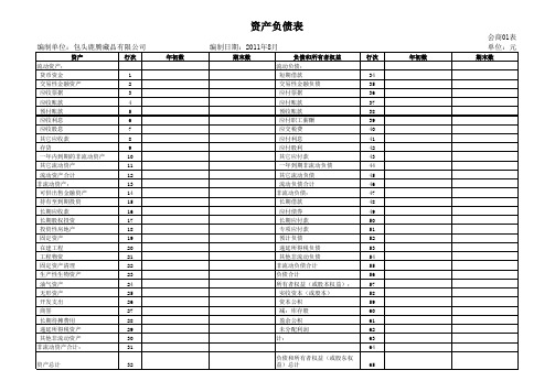 空白资产负债表及利润表