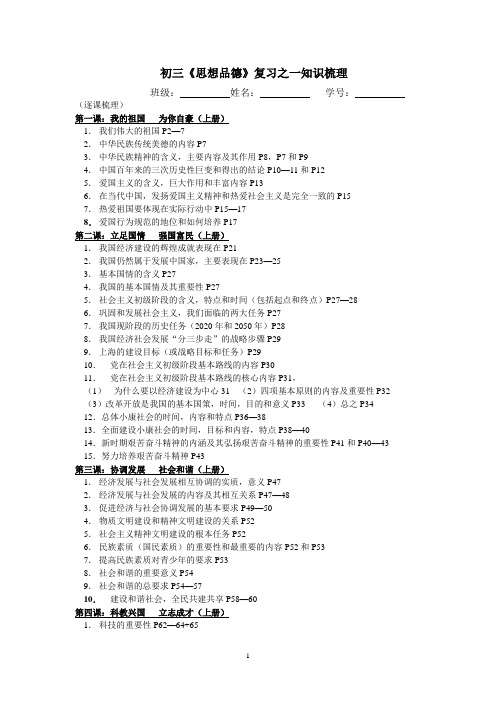 沪教版初三政治知识梳理