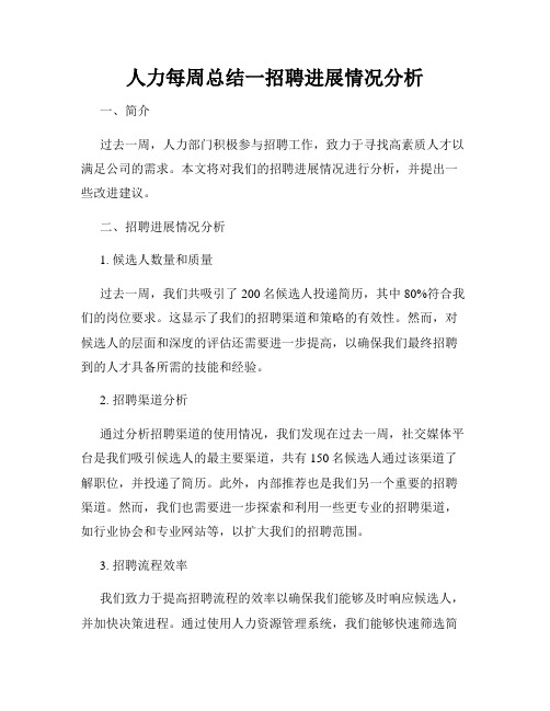 人力每周总结一招聘进展情况分析