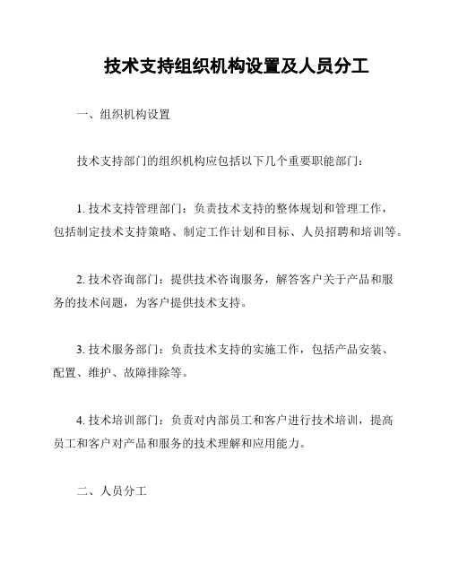 技术支持组织机构设置及人员分工