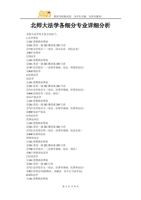 北师大法学各细分专业详细分析