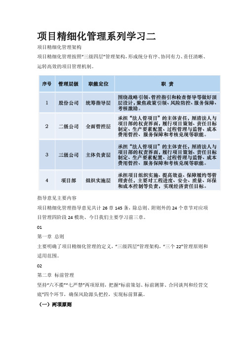 项目精细化管理系列学习二