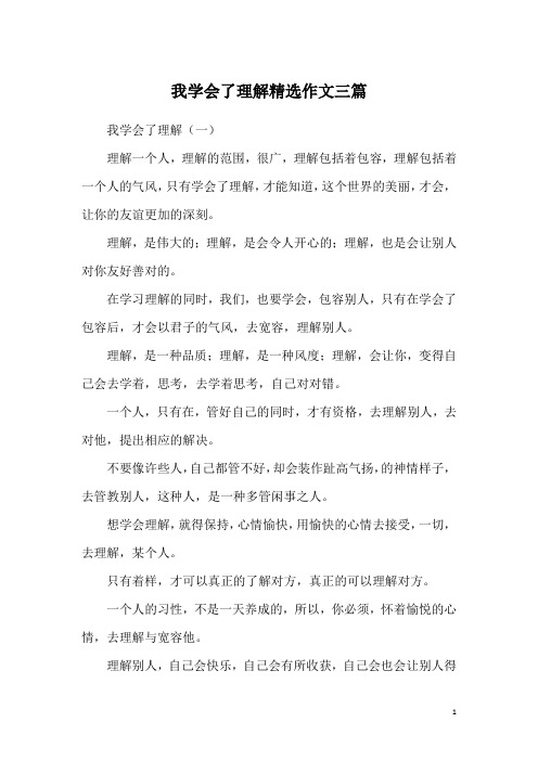 我学会了理解精选作文三篇