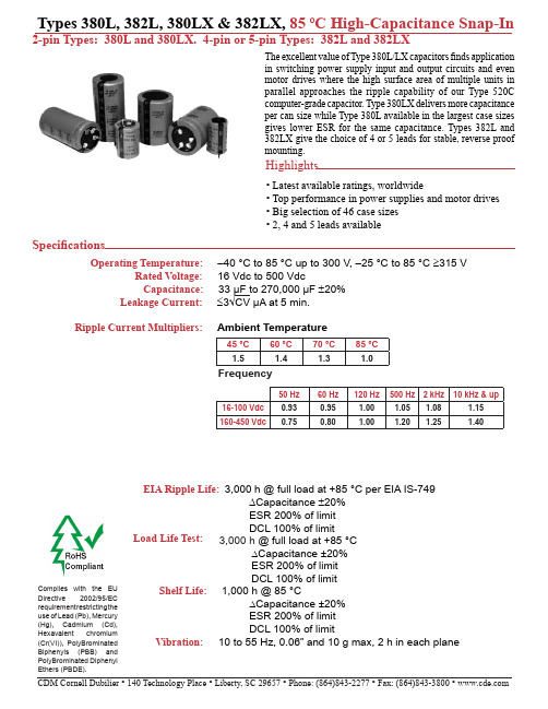 Cornell Dubilier CDE_380L 电容 spec