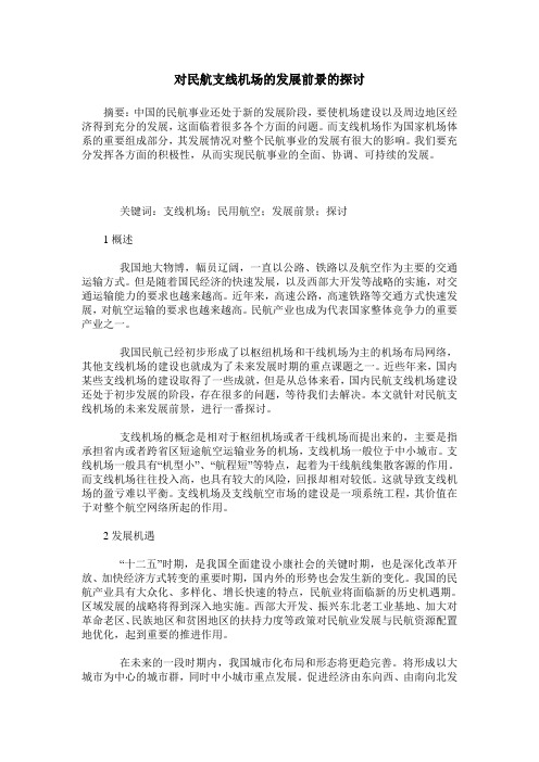 对民航支线机场的发展前景的探讨