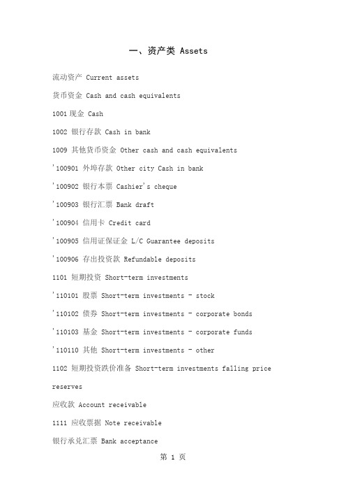 ACCT中英文对照精品文档23页