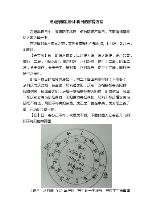 结婚嫁娶阴阳不将日的推算方法