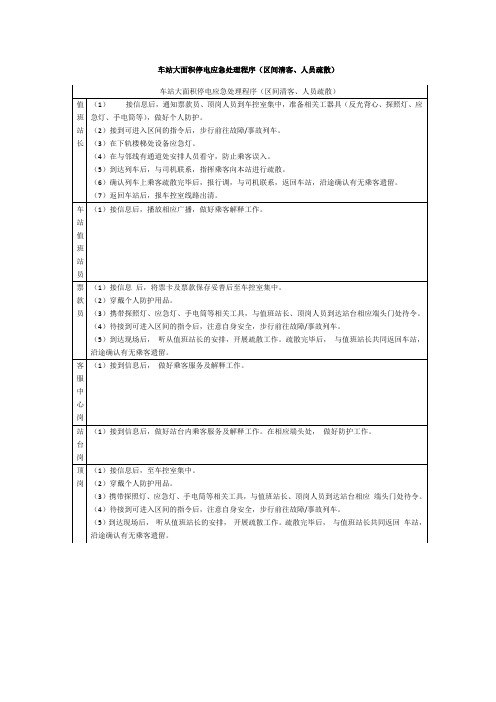 车站大面积停电应急处理程序(区间清客、人员疏散)