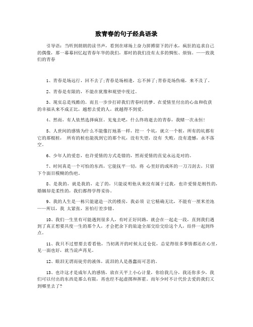 致青春的句子经典语录
