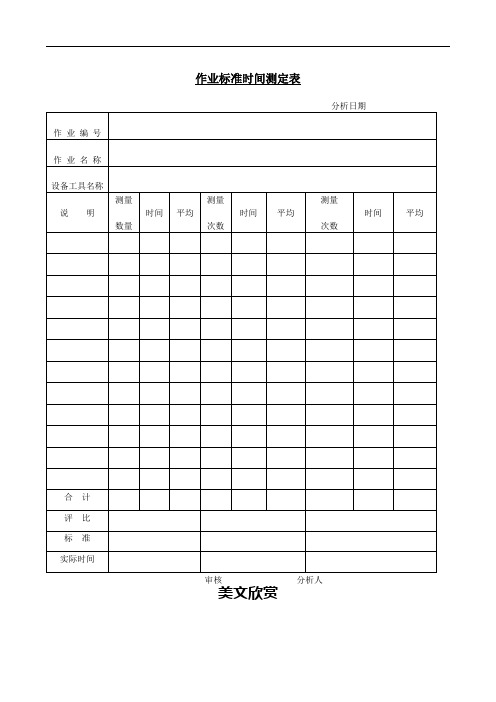 作业标准时间测定表