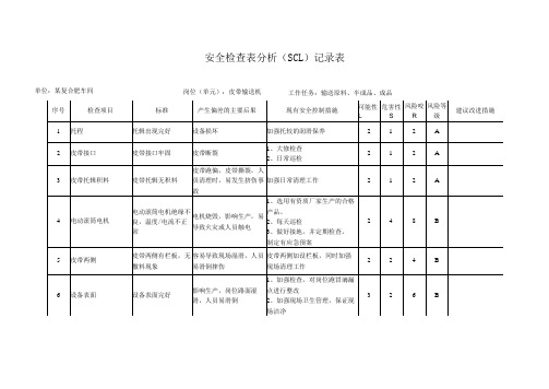 皮带输送机安全检查分析(SCL)记录表