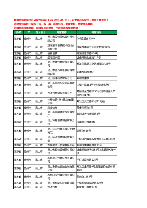 新版江苏省苏州市昆山市包装工商企业公司名录名单大全850家