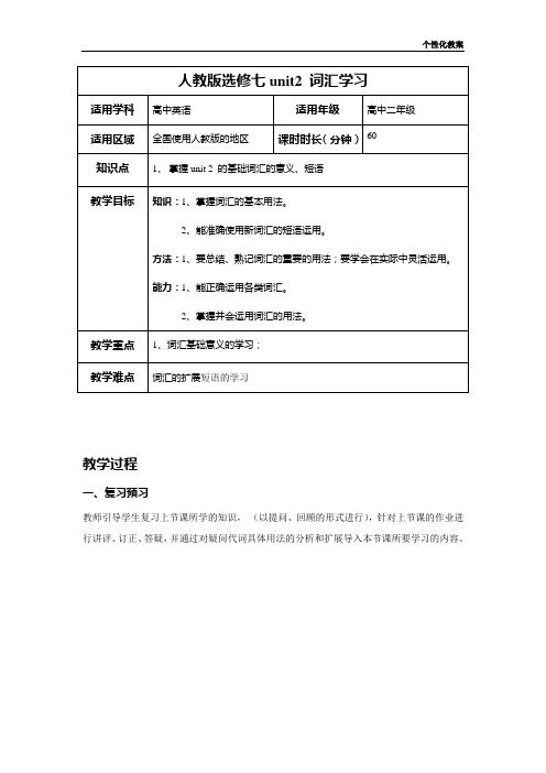 【人教版选修七】unit 2 词汇学习