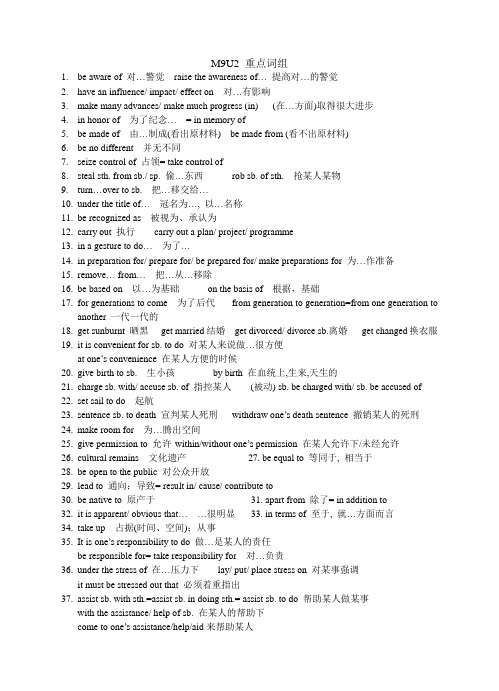 M9U2重点词组