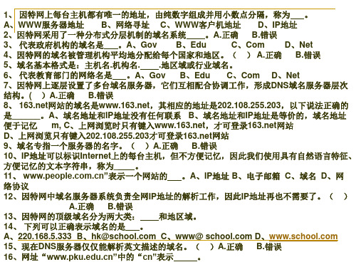 网络域名及其管理学案