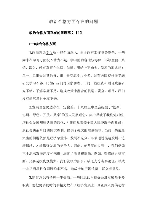 政治合格方面存在的问题