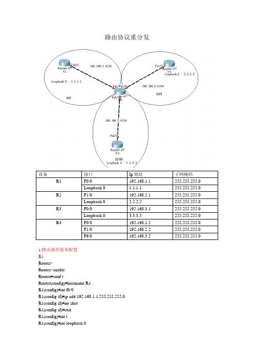 路由协议重分发(RIP OSPF EIGRP)