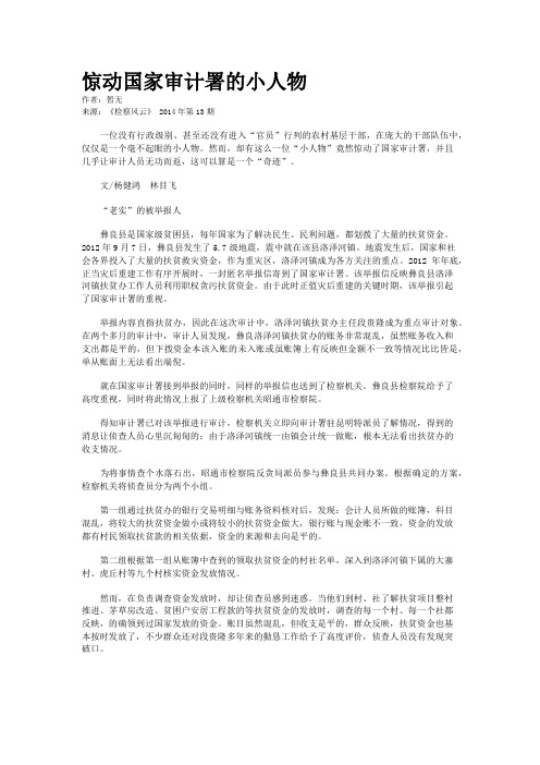 惊动国家审计署的小人物