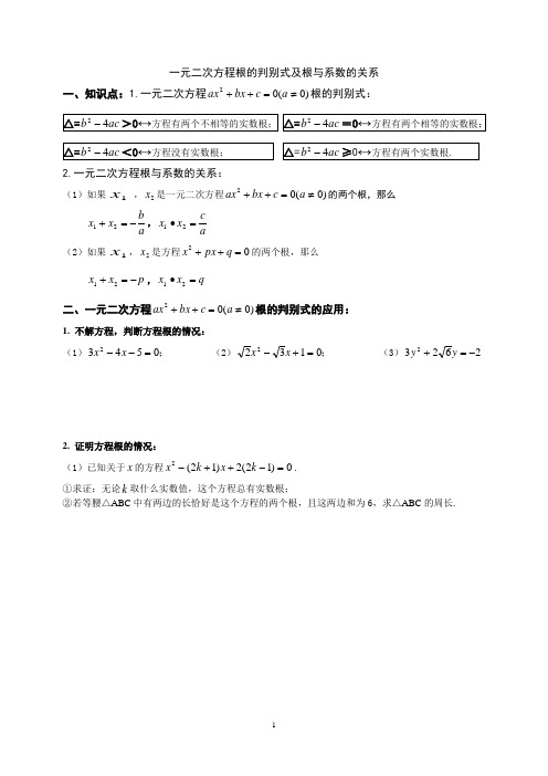 一元二次方程根的判别式及根与系数的关系