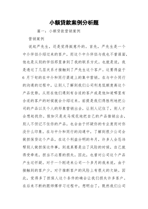 小额贷款案例分析题