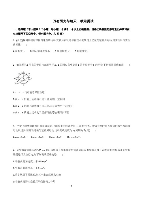 人教版高一物理必修二:万有引力与航天 单元测试(含答案和详细解析)