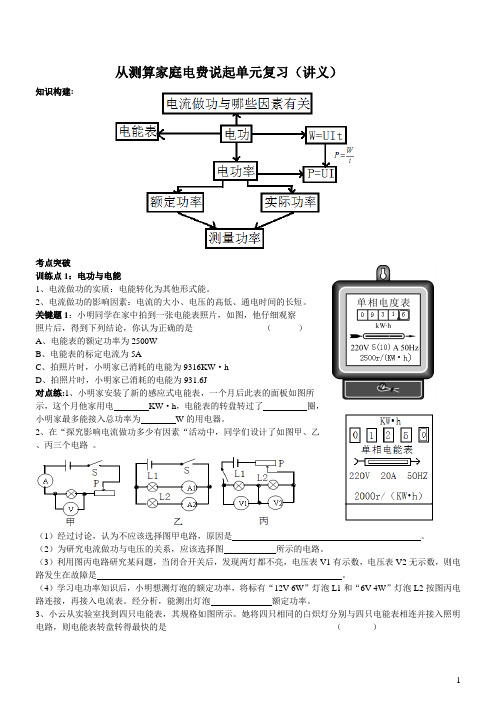 从测算家庭电费说起单元复习(讲义)