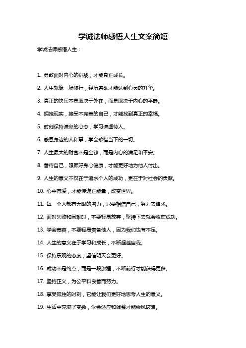 学诚法师感悟人生文案简短