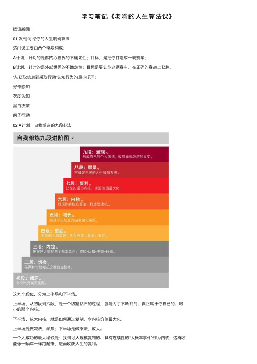 学习笔记《老喻的人生算法课》