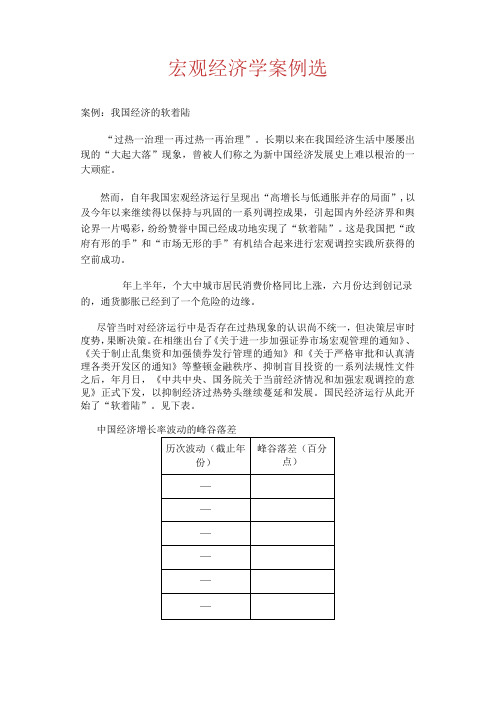 宏观经济学案例选