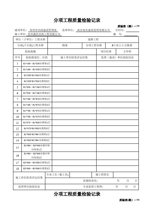 道路工程验收表格