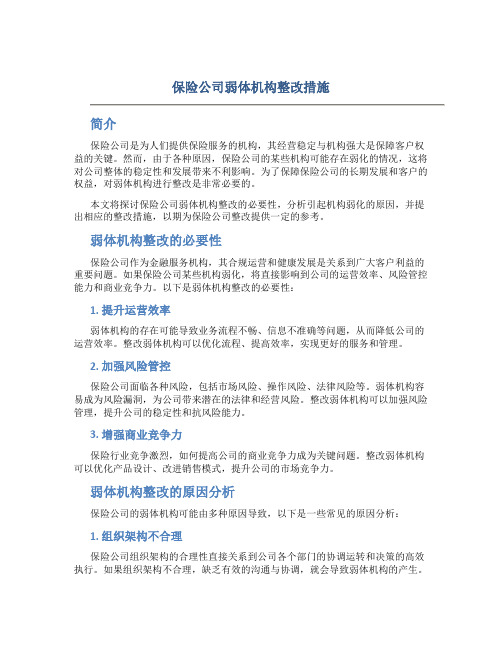 保险公司弱体机构整改措施