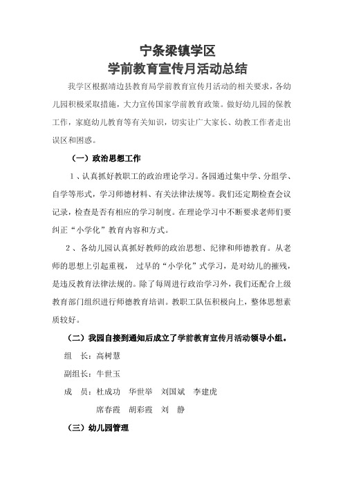 宁条梁镇学区学前教育宣传工作总结[1]