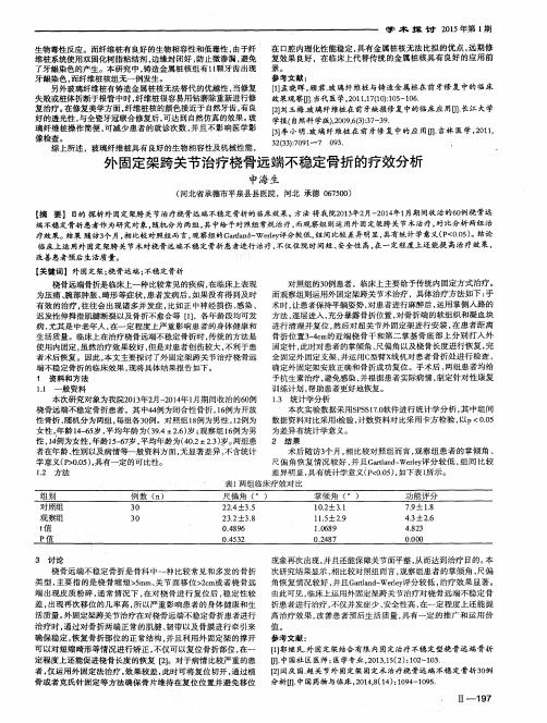 外固定架跨关节治疗桡骨远端不稳定骨折的疗效分析