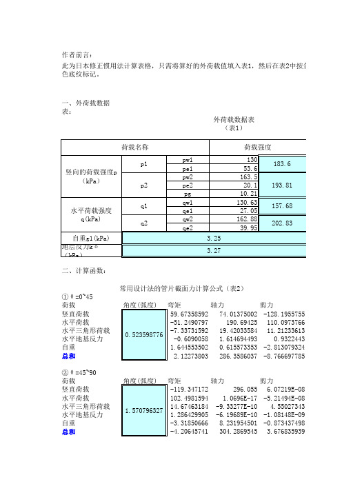 日本修正惯用法内力计算