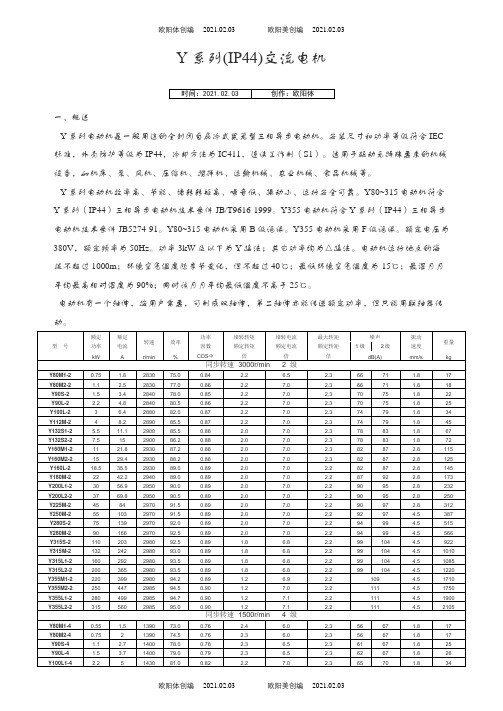 电动机型号参数列表之欧阳体创编