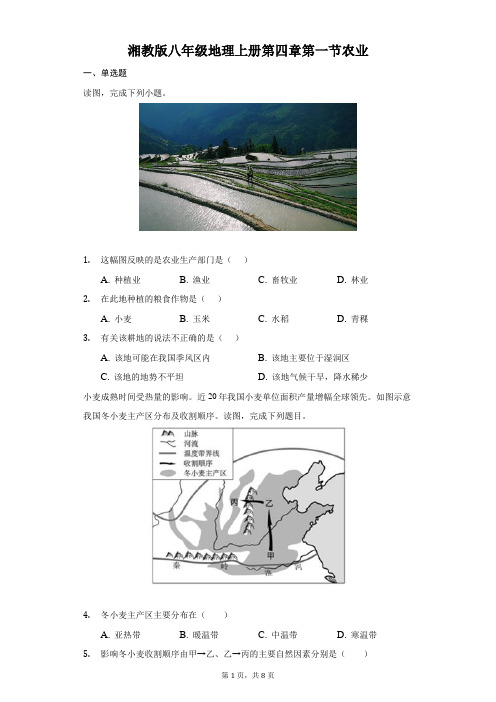 湘教版不能拒绝地理上册第四章第一节农业-自定义类型