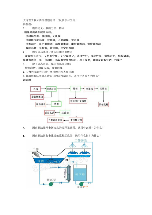 大连理工大学膜分离简答题答案