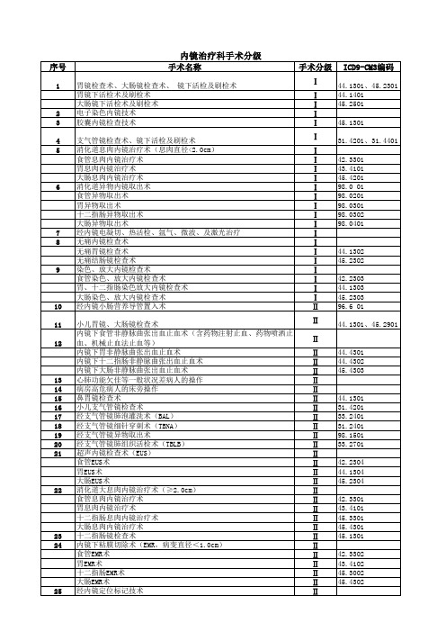 内镜治疗科手术分级