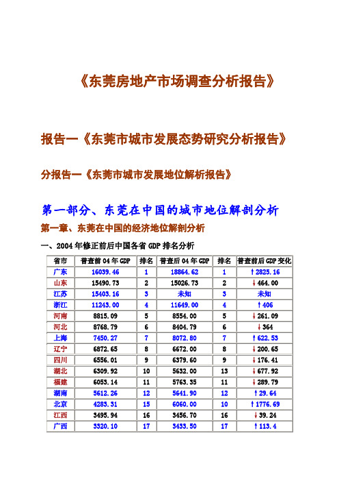 东莞市房地产市场整体调查分析报告