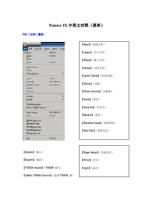 Painter IX中英文对照(菜单)