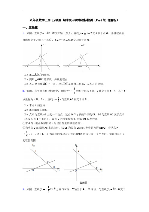 八年级数学上册 压轴题 期末复习试卷达标检测(Word版 含解析)